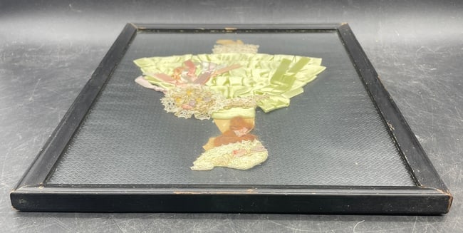 1920'S RIBBON ART PAPER DOLL VICTORIAN GIRL DRESSED BOUQUET FRAMED - 3