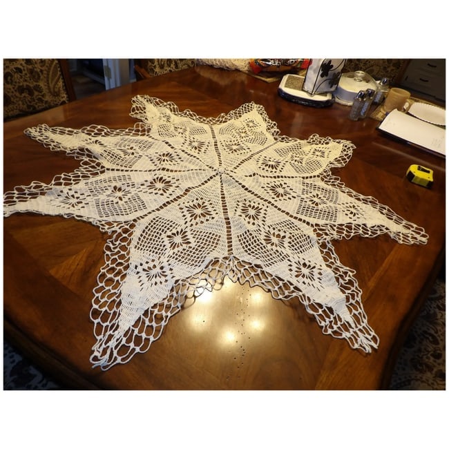 Large Crochet Star Tablecloth - 6