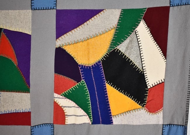 1920's Wool Crazy Quilt - 9