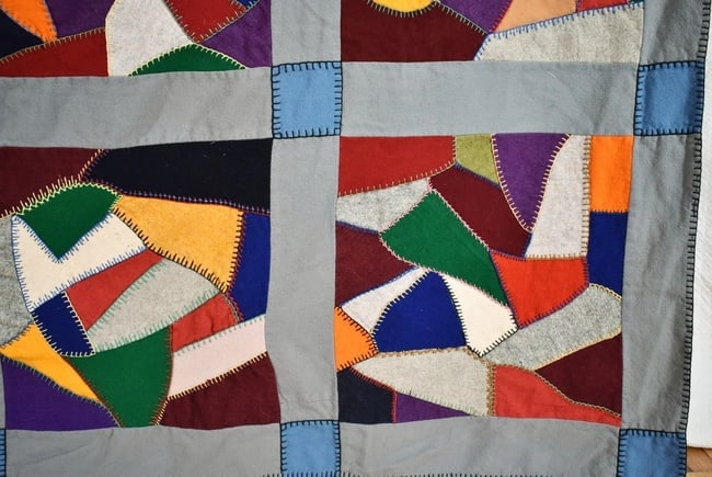 1920's Wool Crazy Quilt - 7