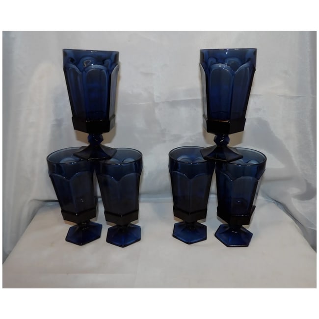 Fostoria Virginia Dark Blue Ice Tea Glasses- - 2
