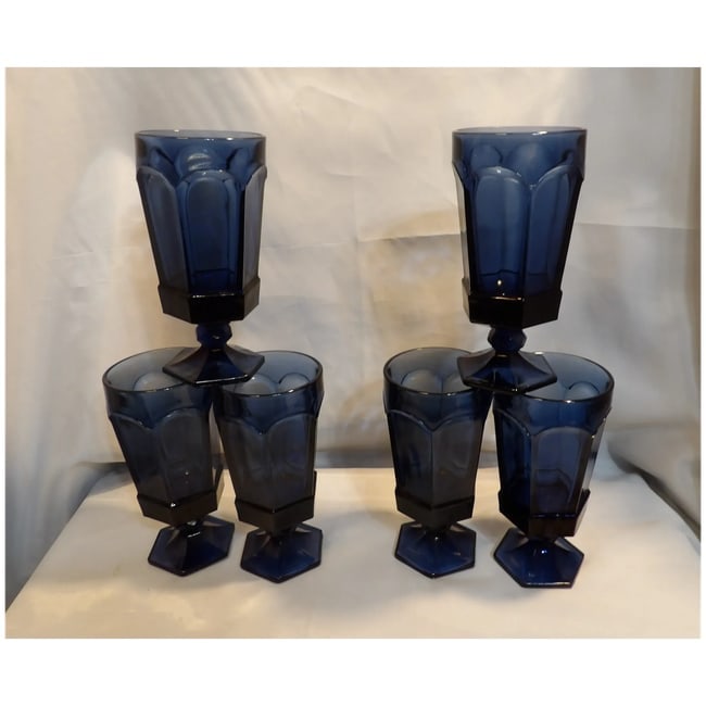 Fostoria Virginia Dark Blue Ice Tea Glasses- - 3