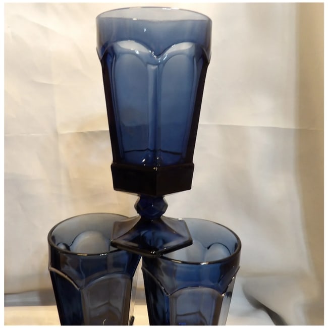 Fostoria Virginia Dark Blue Ice Tea Glasses- - 4