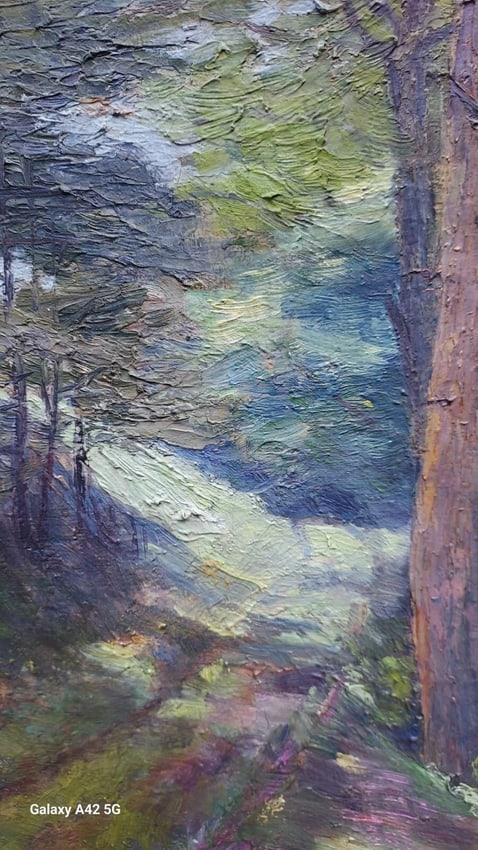 Woods Oil painting abstract signed Judson possibly William lees - 3