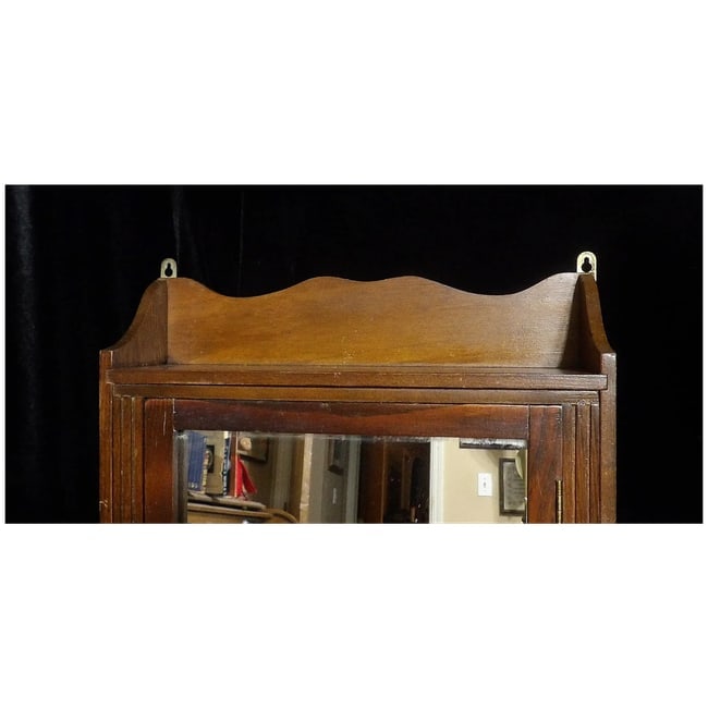Vintage Oak Bathroom/ Medicine Cabinet with Towel Rack - 4