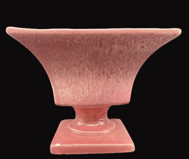 Vintage Haeger Ceramic Rose Pink Drip Pedestal Urn Planter - 4
