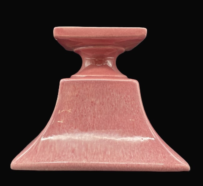 Vintage Haeger Ceramic Rose Pink Drip Pedestal Urn Planter - 7