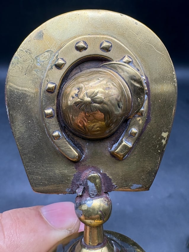 Vintage Brass Horseshoe Business Card Holder Equestrian Desk Accessory Good Luck Motif - 4