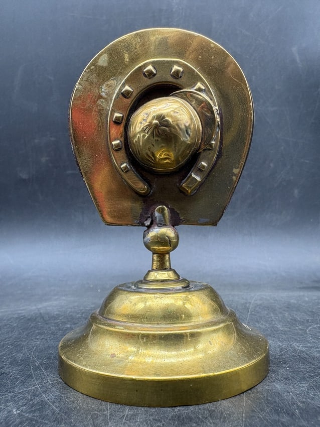 Vintage Brass Horseshoe Business Card Holder Equestrian Desk Accessory Good Luck Motif - 5