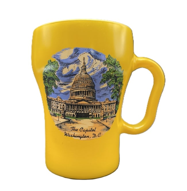 NOS Fire-King Anchor Hocking Capitol Washington DC YELLOW Coffee Soda Mug - 2
