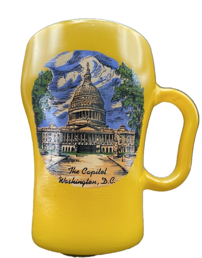 NOS Fire-King Anchor Hocking Capitol Washington DC YELLOW Coffee Soda Mug - 3
