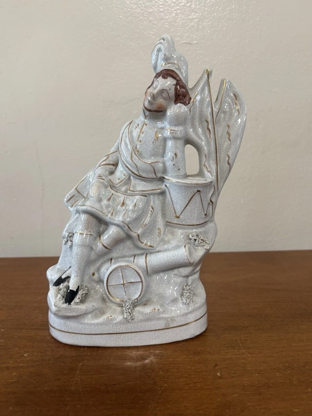 Staffordshire Figure: It measures 9 1/8" x 6 1/4" and dates around 1900. It has no chips, cracks or repairs Shipping: Domestic: Flat-rate of $15.00 to anywhere within the contiguous U.S. International: Foreign shipping