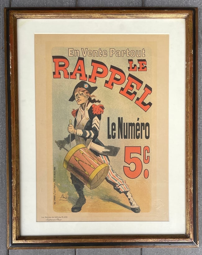 Les Maitres de l'Affiche pl.209 Le Rappel by Jules Cheret: Date/Period: UNKNOWN Dimension: approx 19.5 x 16 framed Material: mixed materials Additional Information: "Les Maitres de l'Affiche" and has the dry stamp an registration which is accompanied on all