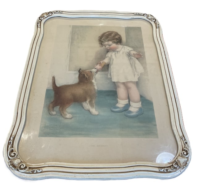 1930's FRAMED BESSIE PEASE GUTMANN PRINT, THE REWARD - 2