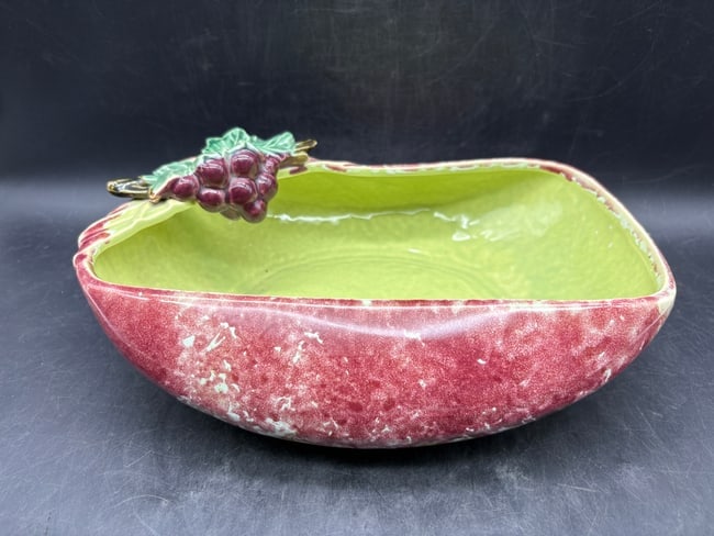 1953 McCoy Grape Dish Bulb Planter: Date/Period: 1953 Dimension: Approx. 4" tall x 10.5" x 8" Material: ceramic Additional Information: 1954 McCoy Grape Dish Bulb Planter Shipping: Domestic: Flat-rate of $15.00 to anywhere within the