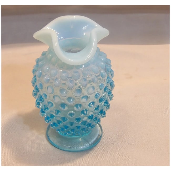 Fenton Blue Hobnail Opalescent Vase - 4