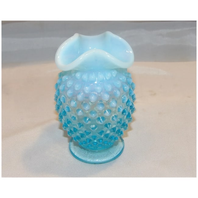 Fenton Blue Hobnail Opalescent Vase - 5