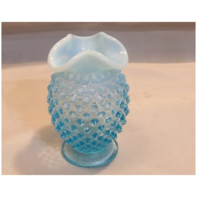 Fenton Blue Hobnail Opalescent Vase - 6