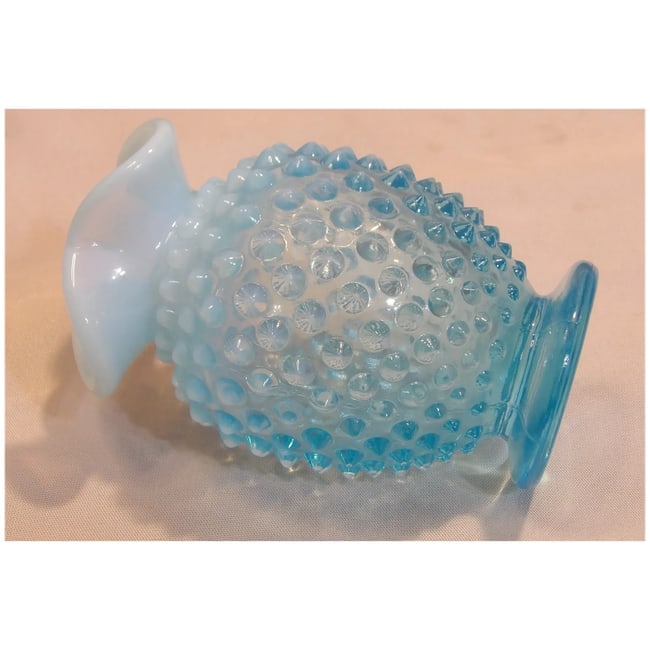 Fenton Blue Hobnail Opalescent Vase - 7