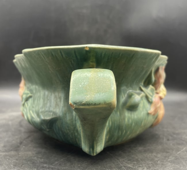 ROSEVILLE USA POTTERY CLEMATIS CONSOLE BOWL Green 461-14" - 8