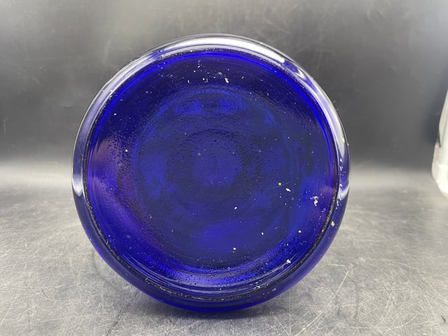 Persian Qajar Style Cobalt Blue Enameled Glass Hookah Base with Naser al-Din Shah Portrait - 6
