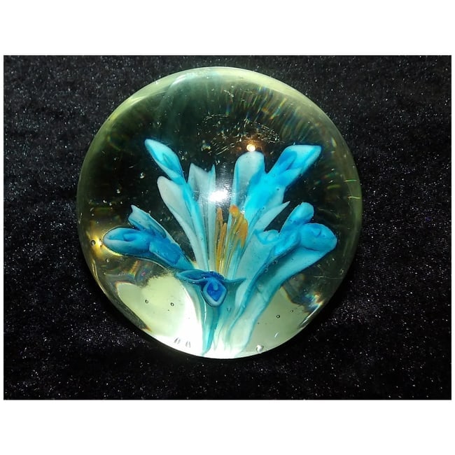 Blue Flower Glass Paperweight - 2