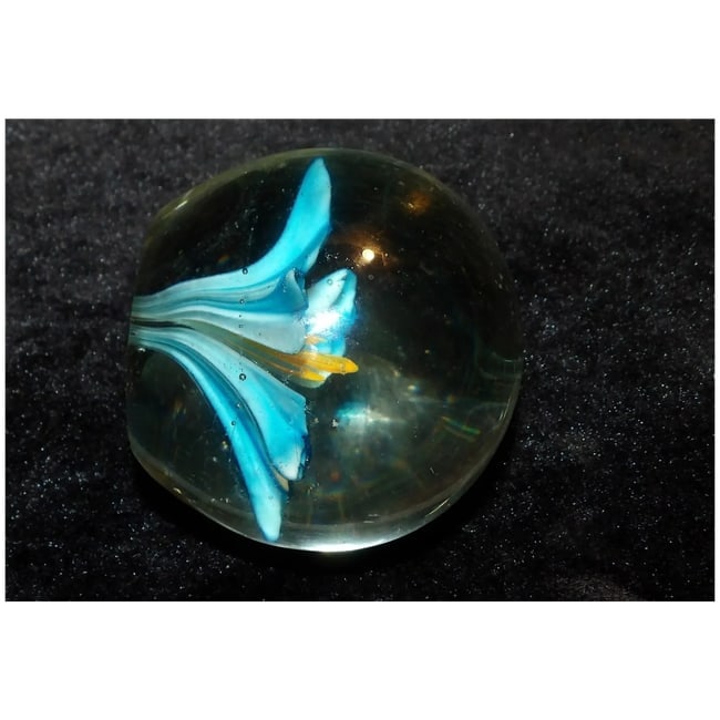 Blue Flower Glass Paperweight - 4