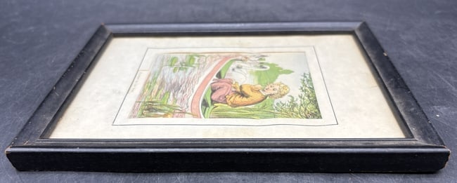 Vintage Framed Children's Print "Hjalmar in the Boat" - Storybook Nursery Art with Swans, - 5