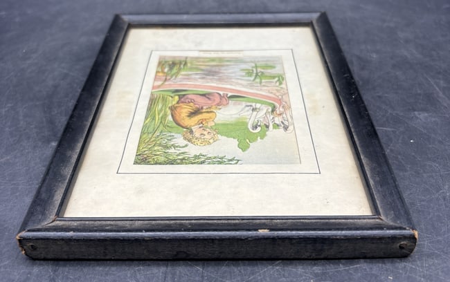Vintage Framed Children's Print "Hjalmar in the Boat" - Storybook Nursery Art with Swans, - 6