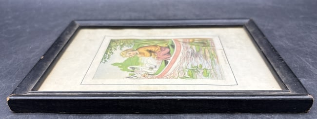 Vintage Framed Children's Print "Hjalmar in the Boat" - Storybook Nursery Art with Swans, - 7