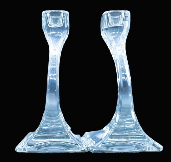 MCM RIEDEL DUETTO AUSTRIA CRYSTAL CANDLESTICKS - 3
