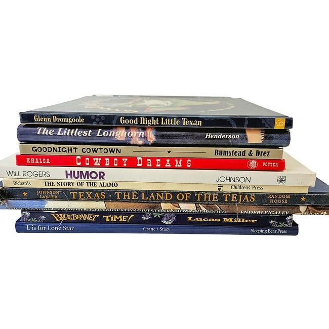 Large Collection of Texas Children's Books some Signed: 10 great Texas themed children's books Good Night Little Texan - Written by Glenn Dromgoole. The Littlest Longhorn - Written by Henderson. The Saga of Bevo the UT mascot Goodnight Cowtown - Written