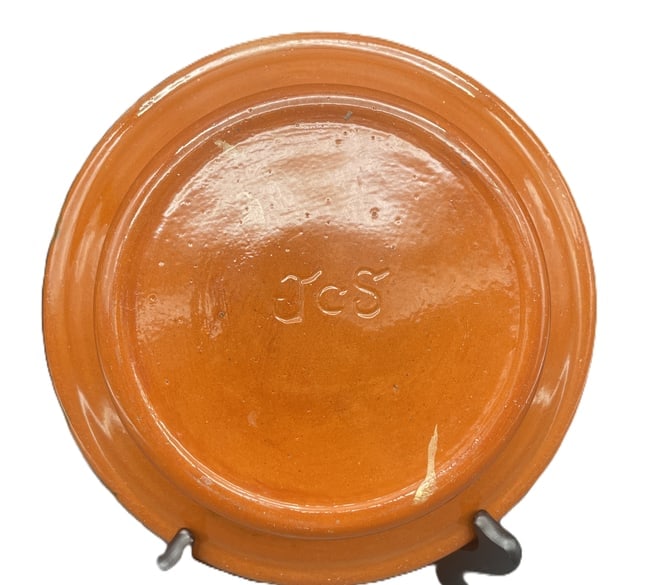 James C Seagreaves JCS Folk Art Tulip Dish Bowl Redware - 2