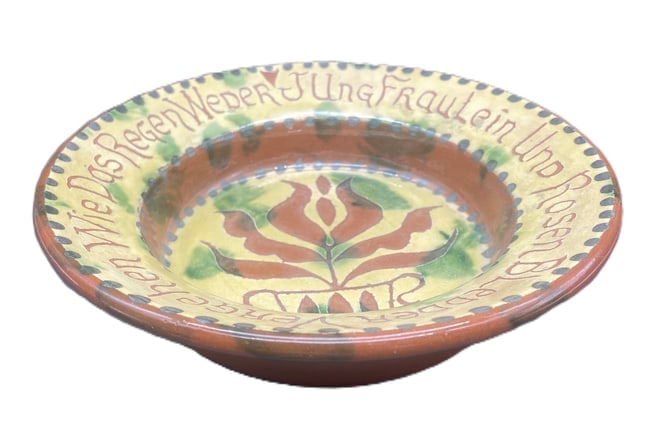 James C Seagreaves JCS Folk Art Tulip Dish Bowl Redware - 4