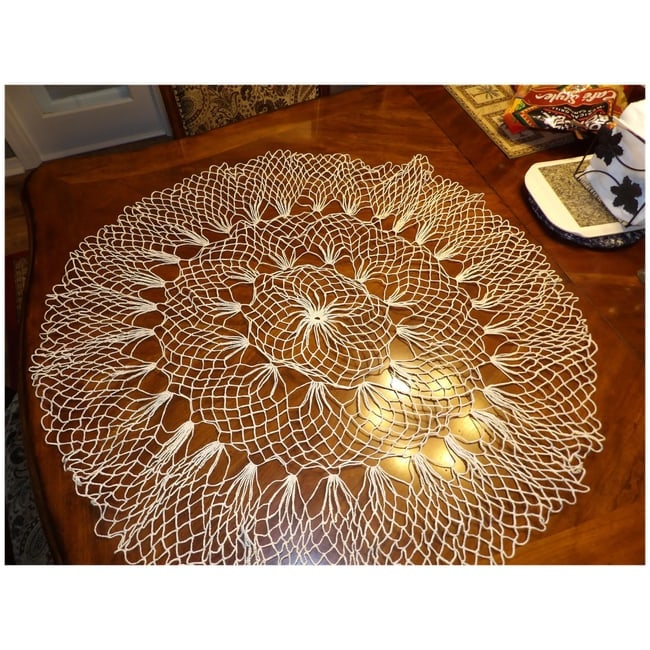Large Crochet Round Tablecloth - 3