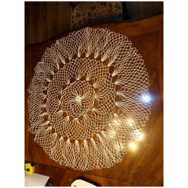 Large Crochet Round Tablecloth - 4