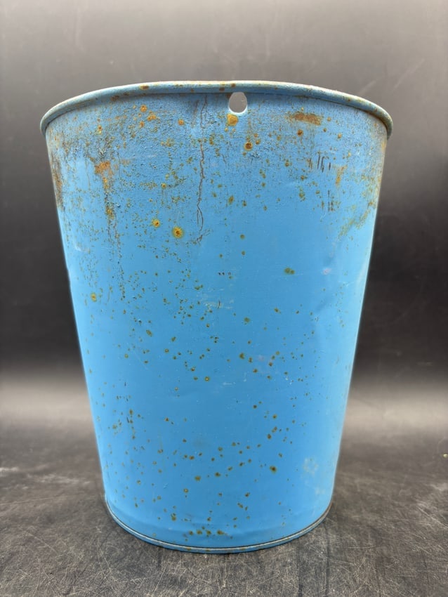Vintage Robin's Egg Blue Metal Sap Bucket Rustic Primitive - 2