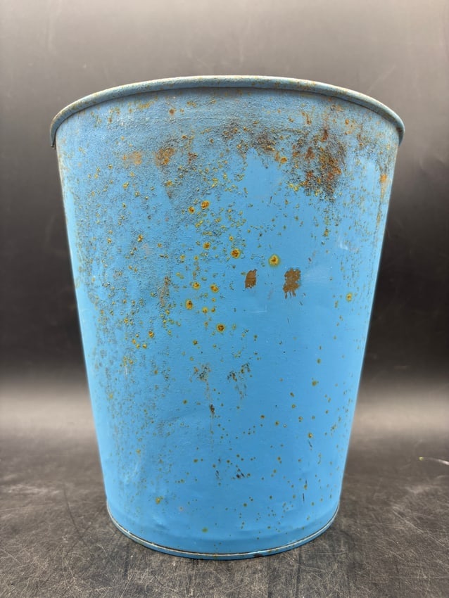 Vintage Robin's Egg Blue Metal Sap Bucket Rustic Primitive - 5