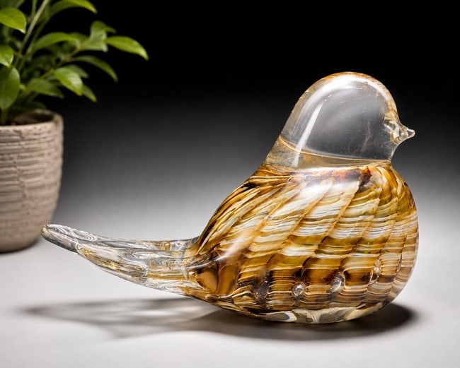 Joe St Clair Signed 2001 Art Glass Bird Figurine Amber Brown Paperweight: Date/Period: 2001 Dimension: --- Material: glass Additional Information: Add a touch of handcrafted American art glass to your collection with this signed Joe St. Clair bird figurine. Created in