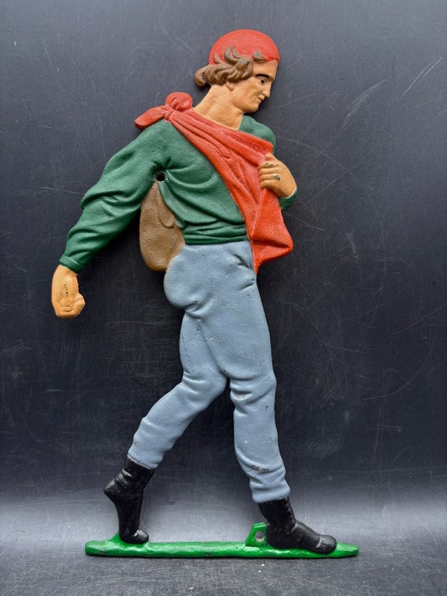 1957 Cast iron figural plaque Johnny Appleseed, marked JZH 1957 (1 of 7)