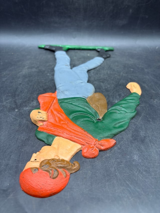 1957 Cast iron figural plaque Johnny Appleseed, marked JZH 1957 - 6