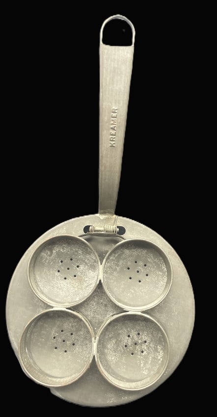 Vintage Kreamer 4 Egg Spring Action Poacher Tin Kitchen Gadget c1920s - 4