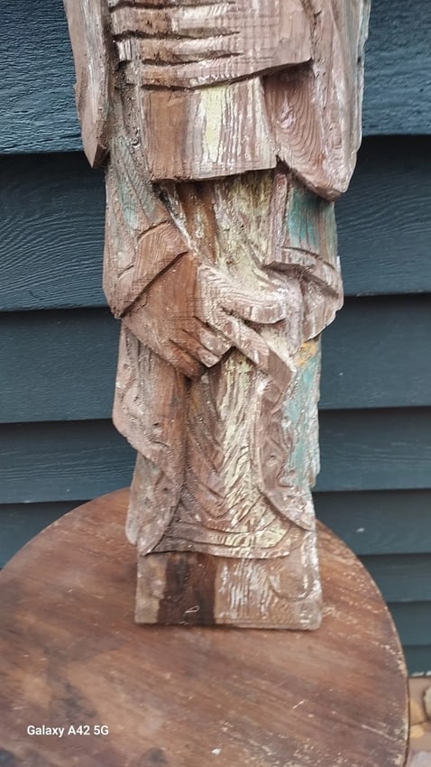 Antique Wood Carved Folk Art Knights Templar 18th 19th Century - 7
