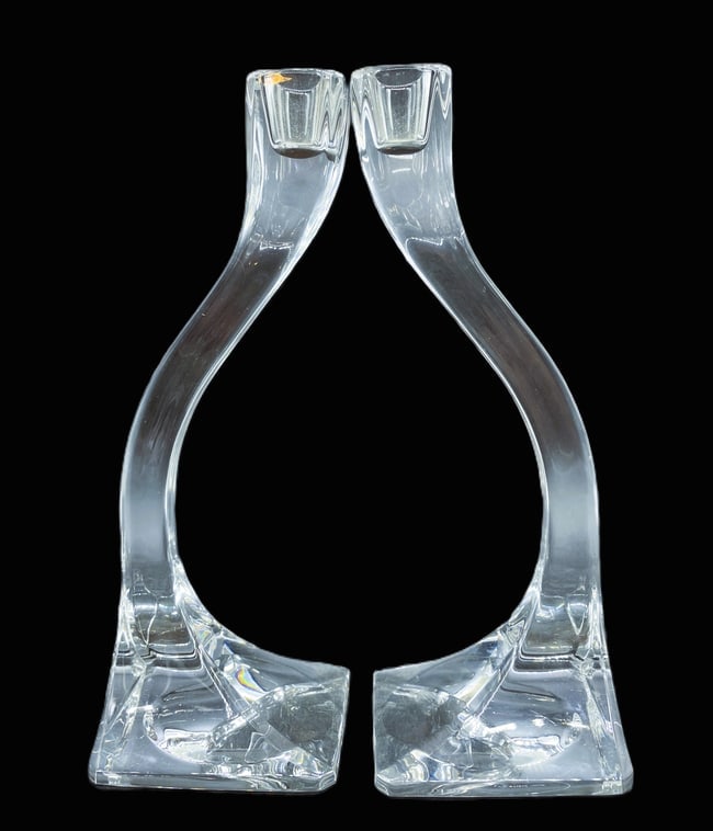 MID-CENTURY MODERN RIEDEL "DUETTO" AUSTRIA CRYSTAL CANDLESTICKS - 2