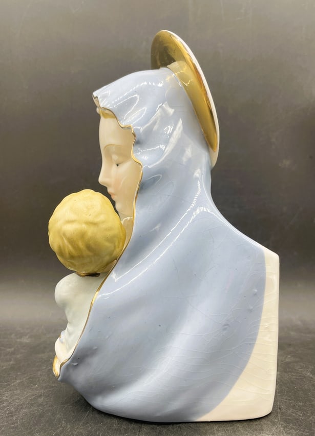 RUBEN'S 1960 MOTHER MARY AND BABY JESUS PORCELAIN PLANTER, JAPAN - 3