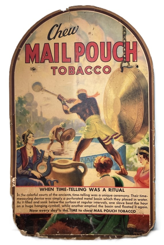 Rare Mail Pouch Tobacco Cardboard Advertising Original Vintage Tobbaciana: Date/Period: approx 1920-30's Dimension: approx 33.75 x 21 Material: cardboard Additional Information: Very hard to find design. When time telling was a ritual. Shipping: Domestic: Flat-rate of