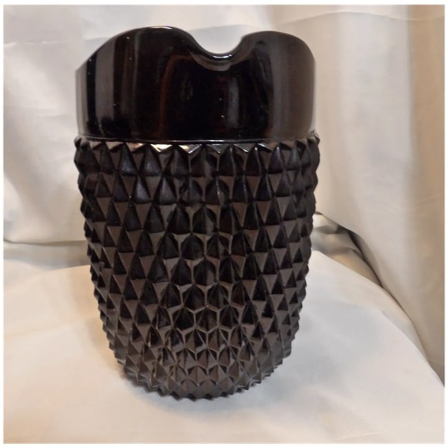 Indiana Glass Tiara Black Diamond Point Tumblers and Cameo Pitcher - 9