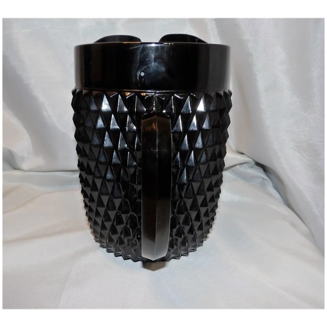 Indiana Glass Tiara Black Diamond Point Tumblers and Cameo Pitcher - 7