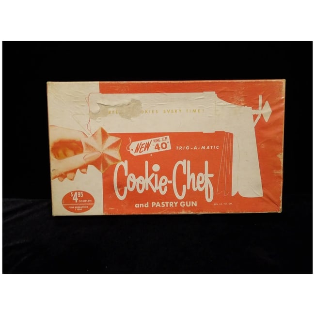 Vintage Cookie Chef Trig-A-Matic "28" Cookie Press with 7 Discs and 3 Pastry Tips - 2