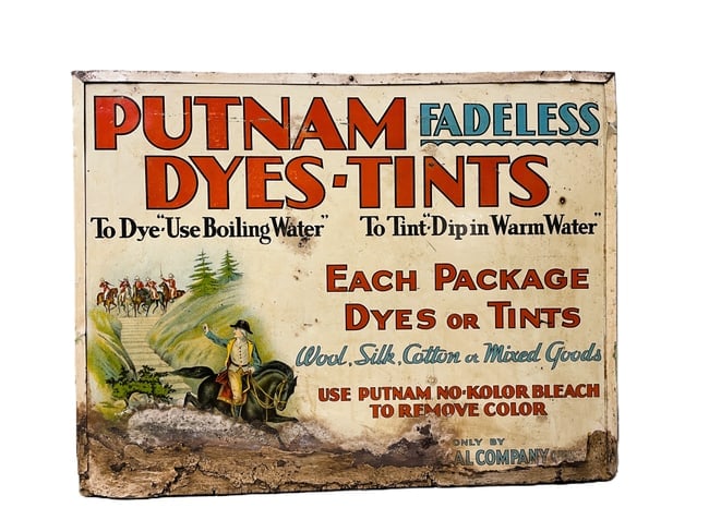 ANTIQUE ALUMINUM PUTNAM DYES & TINTS ADVERTISING STORE DISPLAY CABINET - 7